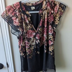 Autres Filles Chic Floral Ruffle Sleeve Blouse